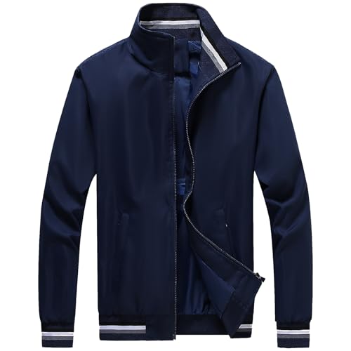 Image of PEGENO Men's Lightweight Jacket Spring Fall Thin Flight Bomber Jacket Sportwear Full Zip Windbreaker Casual Coat