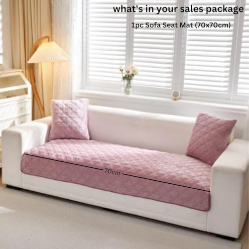 Image of HOMETHREADS Innovative Premium Velvet Sofa Cover Mat with PVC Backing for Non-Slip Comfort | (Pink Clubs, 2 Seater Small | 70x120cm)