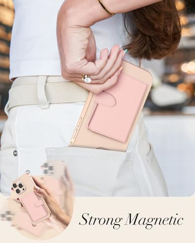 Image of Shorogyt for Magnetic Phone Wallet Compatible with Magsafe Card Holder - Luxury Slim Leather Mag Wallets for Women Fit 4 Cards, for iPhone 17 /16 /15 /14 /13 /12 Series for Apple RFID Magnet, Lyc PK