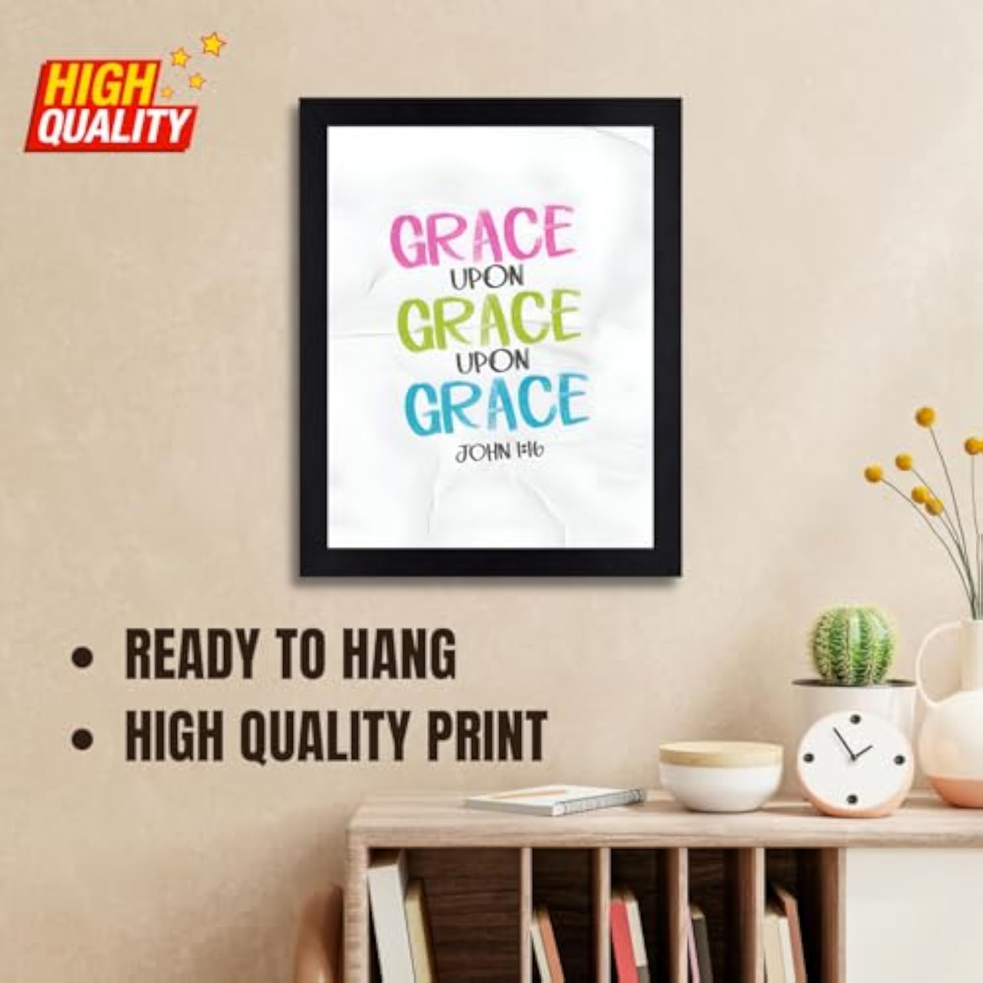 John 1:16 Bible Verse Wall Art Poster Frame