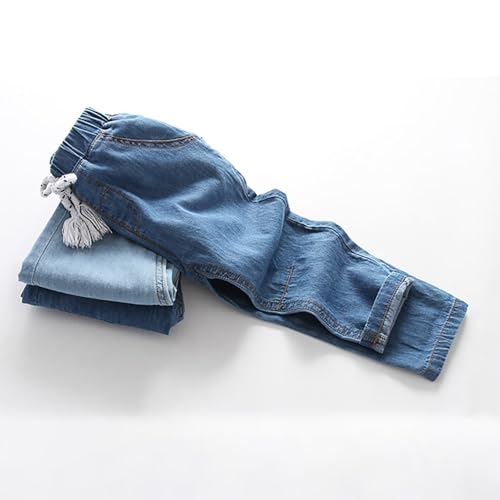 BILIKEYU Toddler Little Boys Casual Denim Pants Pull on Elastic Waist Lightweight Breathable Jeans with Pockets3