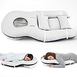 Eye Surgery Recovery Face Down Pillow with Goggles & Ice Silk Cover, Adjustable Stand & Chest Pad - Prone Pillow for Vitrectomy, Sleeping Support Cushion for Macular Hole and Retinal Surgery Patients