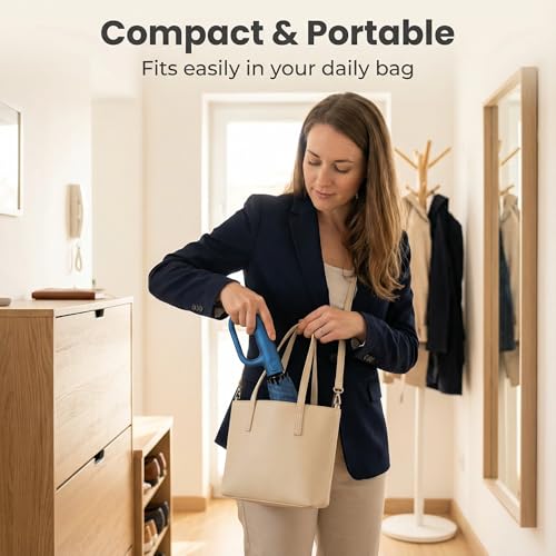 ZephaGuard Compact Inverted Umbrella with Never Forget Carabiner Handle - Travel Umbrella Windproof Strong, Reverse Umbrellas for wind rain, Auto Open Close, 10 Rib Durable Frame for Women Men (White) - Image 6