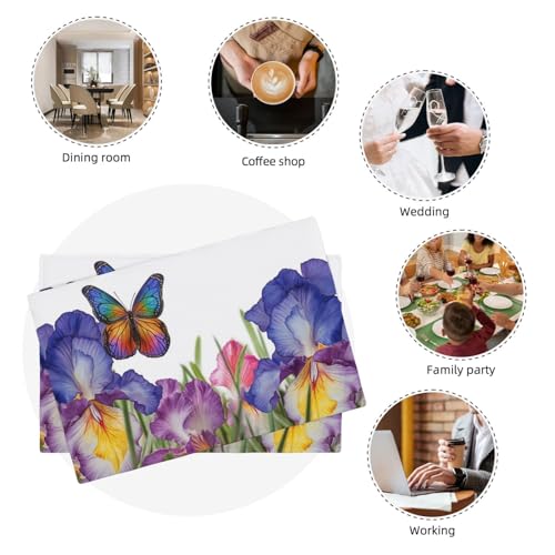 Set de table motif fleurs d'iris et papillons dimensions 45,7x30,5 cm