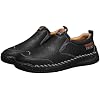 Leather Loafers for Men Waterproof Slip on Wide Toe Box Dress Business Shoes Walking Flat Sneakers Lightweight Comfortable Formal Work Shoes Hand Stitched Oxford Sneakers