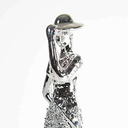 Prodbuy Home Elegant Lady Hand on Hat Ornament Silver Bling Home Decor Faux Crushed Diamond Figurine,9.5cm (L)x6.2cm (W)x29.5m (H)