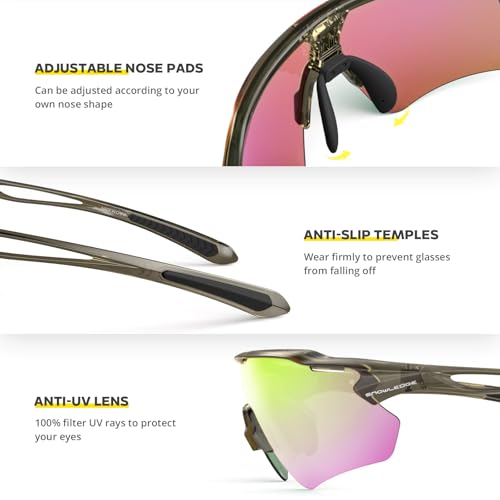 Image of Cycling Glasses, TR90 Unbreakable Frame Polarized Anti-UV400 Sports Sunglasses