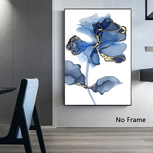 Abstract Grey White Navy Blue Large Wall Painting Canvas Wall Art Blue Marble Picture For Bedroom Wall Decor Modern Abstract Picture Canvas Artwork White And Blue Flower Art 16X24Inchx3Pcs No Frame #TOP2