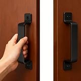 VELNUT Sliding Barn Door Handles, 2 Pack Gate Handles Hardware, 7.5' Garage Door Pull Handles for Interior Outdoor Sliding Barn Closet Drawer Shed Garages Doors Gate Handles （Black）