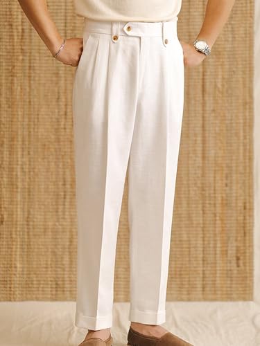 Men's Pants Linen Slim Fit Casual Trousers Men Teens Suit Pants3