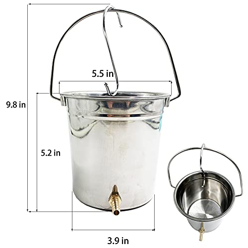GNEGKLEAN Enema Kit Stainless Steel 1.5 Quart Capacity Bucket – 6.0ft Long Silicone Hose – 5pcs Reusable Tips – Controlled Water Flow – for Colon Detox Cleanse Enemas