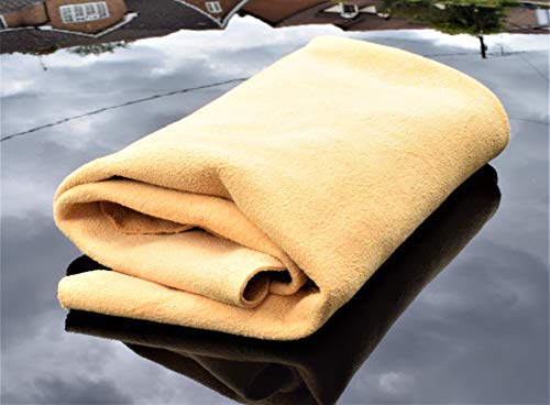 CarMax -Premium Qualität Naturbelassenes Fensterleder, Auto Leder - Perfekt zum Trocknen von großen Autos. Glas, Spiegel, innen & außen, super weich und sehr saugfähig