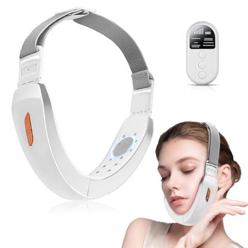Elektrisches V-Face Shaping Massager EMS Gua Sha Elektrisch Gesichtsmassagegerät 6 Modi + 42°C Wärmetherapie V Shape Face Jawline Trainer Fernbedienung Face Für Zuhause & Unterwegs