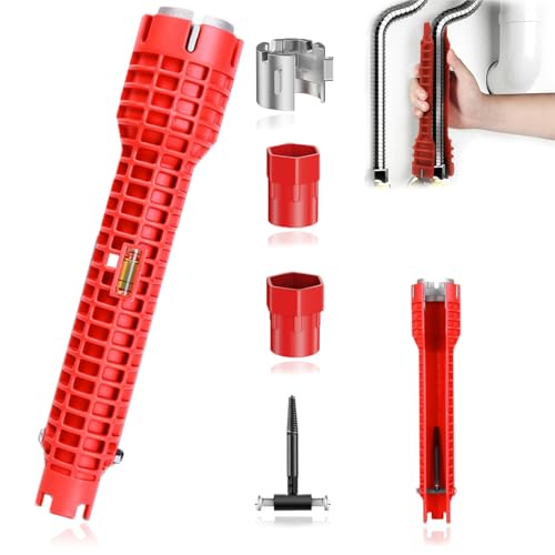 YYUEZHI 8 In 1 SpüLenschlüssel, Wasserhahn Schlüssel, Waschbecken Installer Werkzeug, Armaturenschlüssel, Multifunktion Rohrschlüssel, für Sink Toilettenschüssel Waschbecken Küchen Sanitär