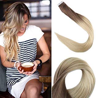 [Promotion]Fshine 20" Tape In Hair Extensions Human Hair Balayage Ombre Tape In Hair Extensions Pastel Hair Dye Color 6 Fading To 613 Blonde Tape Hair Extentions Ombre 50 Grams 20Pcs Per Package