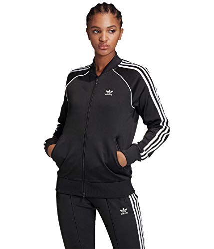 adidas Originals womens Superstar Track Jacket, Black/White, X