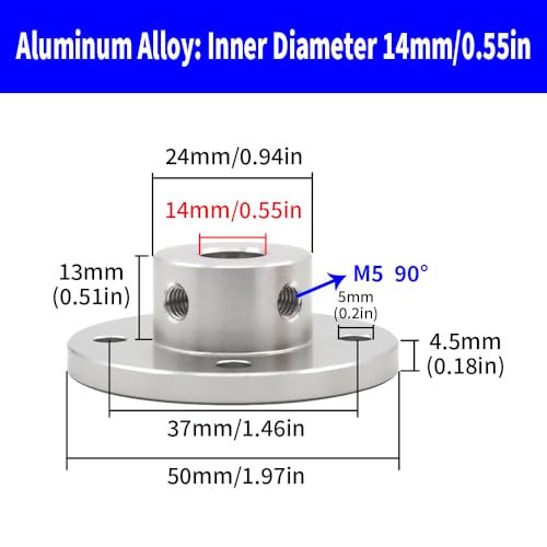 2 Stück 14 mm starre Flanschwellenkupplung, Flanschkupplung aus Aluminiumlegierung, Motorführungswellenkupplungsanschluss für Motorzubehör, RC-Modell, DIY-Teile