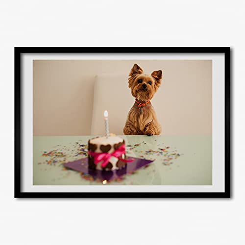 Cadre photo Tulup chien avec gâteau, idée cadeau déco 70x50