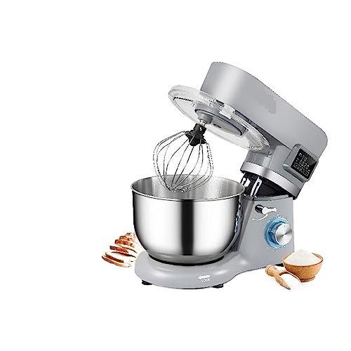 Batidora eléctrica de pie de 5,5/7L con pantalla LCD de 6 velocidades, batidora de alimentos con temporizador, crema, batidor de huevos, amasadora de masa con cuenco de acero(7L 660W)