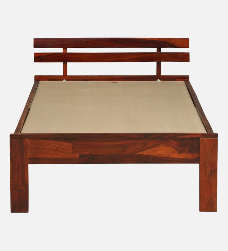 Image of Solid Sheesham Wood Admire Single Bed Without Storage | Wooden Single Bed Cot Palang Furniture for Bedroom Living Room Home and Hotel (Honey Oak Finish)