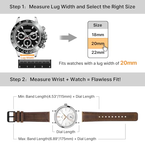Image of Fullmosa 2 Pack 20mm Leather Watch Bands Quick Release Watch Strap for Men Women, Soft Replacement Strap Wristband with Stainless Steel Buckle,20mm Saddle Brown&Black /Black&Black | 2 Pack Straps for Vivoactive 6 /5, Venu Sq /Sq 2, Samsung Galaxy 7 /6 /5, Gear S2 Classic, Saddle Brown+Black /Black+Black