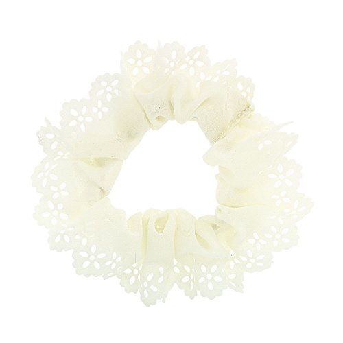 Claire's Accessories Ivory Chiffon with Eyelet Trim Scrunchie