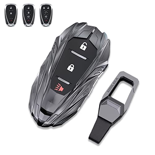 JanneChou Zinc Alloy Metal Key Fob Case Shell for Chevrolet Chevy Malibu Camaro Cruze Traverse Volt Bolt Equinox Blazer 16-up Gray