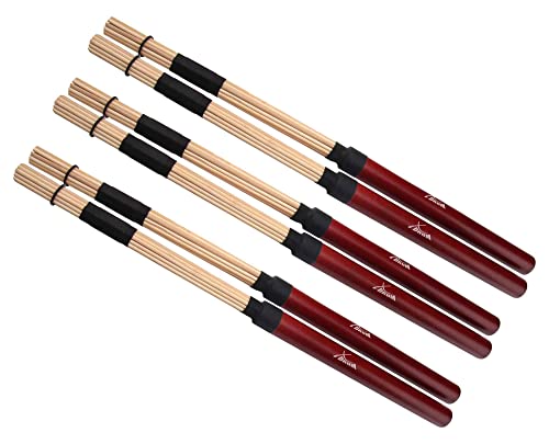 3 Paia Di Spazzole Rods Per Batteria Xr1 Xdrum, Rods Floppy Stick, In Legno Pregiato Acero, Affare