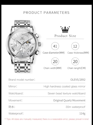 Image of OLEVS Watch for Men Original Chronograph Analog Quartz Waterproof Watch Luxury Premium Businesse Diamond Mens Dress Watches