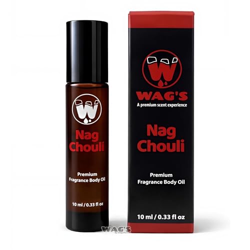 WagsMarket - Nag Champa Perfume Oil & Patchouli Essential Oil, Nag Chouli Essential Perfume Oil, Choose from Roll On to 0.33oz - 4oz Glass Bottle (0.33oz Roll On)