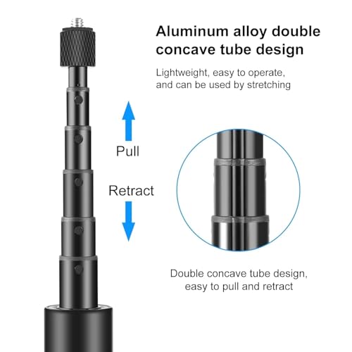 Image of Adofys 122cm 2-in-1 Invisible Selfie Stick + Tripod, Aluminum Alloy Retractable Invisible Selfie Stick Tripod for Insta360 X5 /x4 / X3 (Black) ONE R /RS, DJI Osmo Action Series