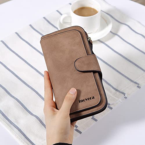 INOVERA-LABEL-Brown-Vegan-Leather-Womens-Tri-fold-Women-Fashion-Card-Coin-Holder-Ladies-Long-Purse-Clutch-Wallet-KK24