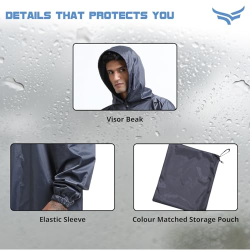 Image of Xtrim Unisex Outdoor Rain Poncho for Adults, Multi Use, Waterproof, Lightweight, Durable, Reusable, Emergency Raincoat with Hood, Windproof, One Size Fits All for Travel, Camping, Cycling, Grey