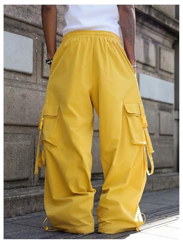 SOLY HUX Men's Baggy Cargo Pants Wide Leg Parachute Pants with Pocket Streetwear2