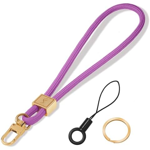 Fishent Keychain Wristlet lanyard, Cute Key Chain Holder, Upgraded Woven Wrist Lanyard for Keys, Wristlet Strap KeyChain for Women Men Car Keys ID Badges Card Wallet Phone (Dark Violet) Cover