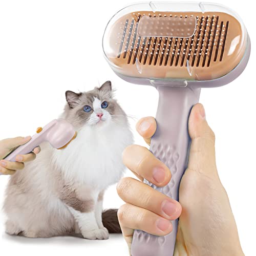 Alinch Cat Brush for Shedding and Grooming, Self Cleaning Cat Hair Brush for Long and Short Haired Cats and Dogs, as Wel