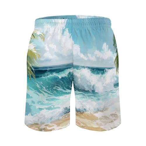 Funny Rooster Men's Swim Trunks Chicken Beach Sea Wave Board Shorts Hawaiian Summer Bathing Pants with Pockets3
