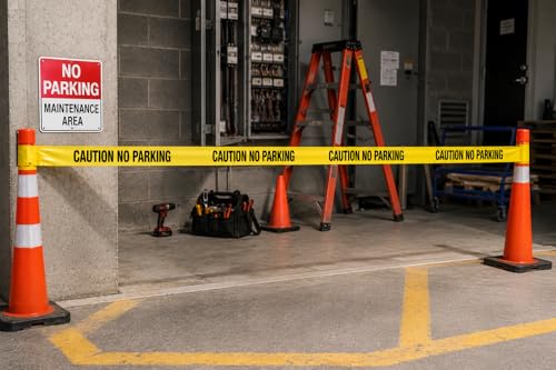 Image of ATERET Caution No Parking Tape 2 Pack 3 inch x 1000 feet, Hazard Safety Tape, Construction Tape for Danger /Hazardous Area, Ideal Use for Halloween Decorations, Party, Work-Site