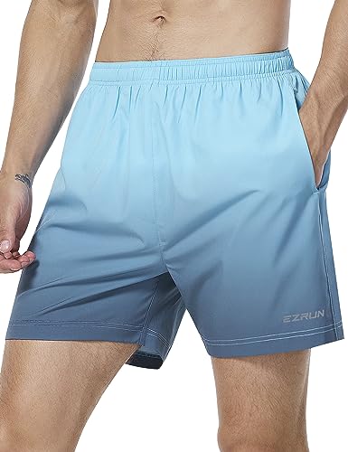 Image of EZRUN Men's 5 Inches Running Workout Shorts Quick Dry Lightweight Athletic Shorts with Liner Zipper Pockets