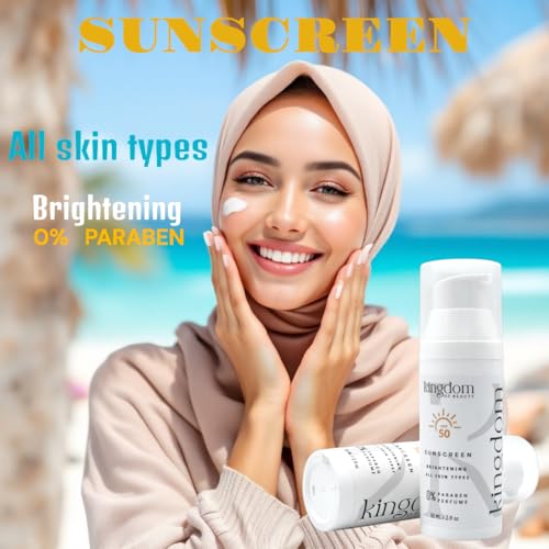Generic Kingdom of beauty Sunscreen SPF 50, Paraben-Free, UVA & UVB Protection, Brightening Formula for All Skin Types, 2 fl oz
