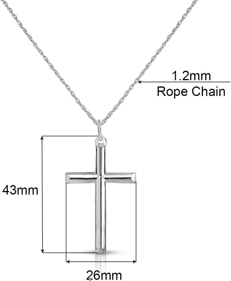 Savlano 925 Sterling Silver Cross Pendant Necklace-18K Gold Plated 1.2MM Rope Chain For Women & Men Comes With a Gift Box - Made in Italy - Image 2