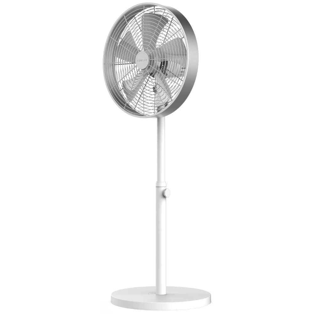 Newlux - Standventilator W1250 Smart mit 5 Flügeln mit Ø 40 cm, 3 Geschwindigkeiten und Kupfermotor, Standventilator mit 90-Grad-Oszillation, Neigung 80 Grad und Höhe verstellbar bis 125 cm (weiß)