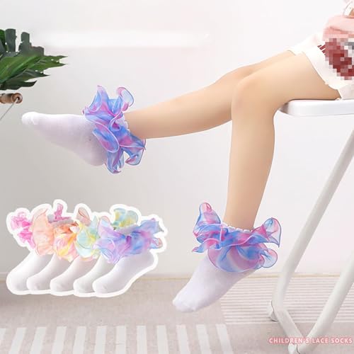 Toddler Girls Ruffle Dress Socks Cute Double Lace Frilly Princess Sock Casual Comfy Knit Ankle Crew Thights2