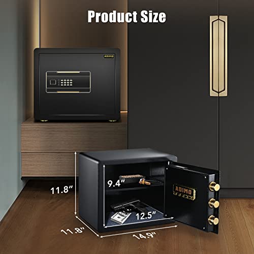 Adimo Fireproof Waterproof Safe Box, 1.2 Cubic Feet Home Safe For Money With Intelligent Alarm System, Digital Keypad And Dual Key System, Security Safe Box For Money, Jewelry, Pistol, Documents #TOP6