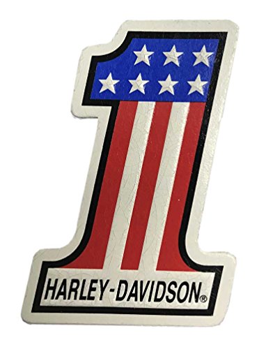 Harley-Davidson Distressed #1 RWB Embossed Leather Emblem Patch, 4 x 2.75 inches