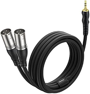 NUOSIYA 1/8 inch TRS to Dual XLR Male Y-Adapter Cable,3.5mm Mini Jack Stereo Male to 2 XLR Male Interconnect Breakout Y Patch Cable (2M/6Ft)