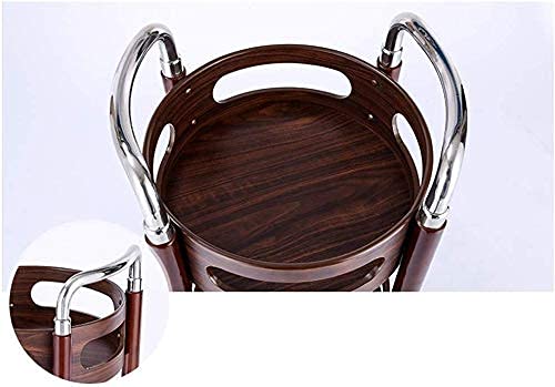 Carro de Almacenamiento con Ruedas - Carro utilitario de Madera de 2 Niveles con asa Redonda y barandilla de protección para Cocina y Bebidas, diseño Que Ahorra Espacio.