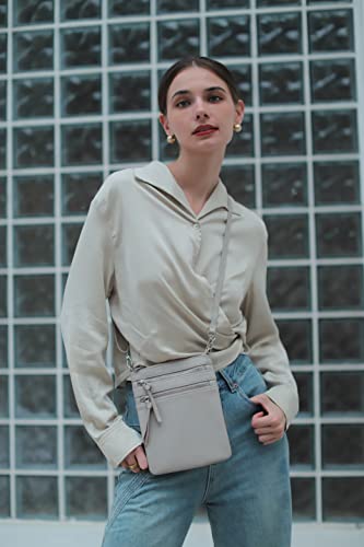 Sacs à main en cuir véritable noir et beige gris compact résistant - 3