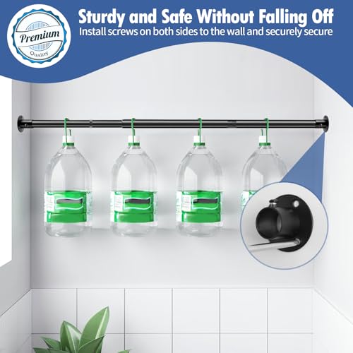 Image of Black Shower Curtain Rod Wall Mounted Shower Rod Screw in Adjustable Shower Curtain Rods for Bathroom (Set of 1, 28 to 46 inch)