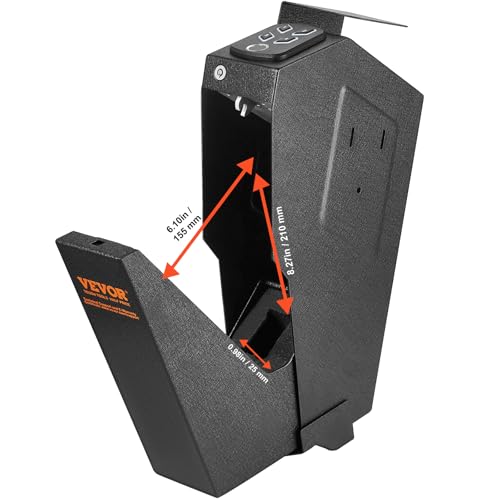 VEVOR Waffentresor Pistolentresor Wandmontiert, 1 Pistole Pistolentresor Fingerabdruck, Schlüssel oder Passwort Waffensafe Kaltgewalzter Stahl, 370 x 190 x 86 mm Waffenschrank Wandtresor